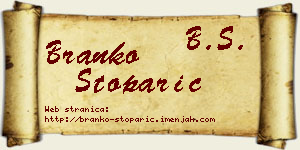 Branko Stoparić vizit kartica